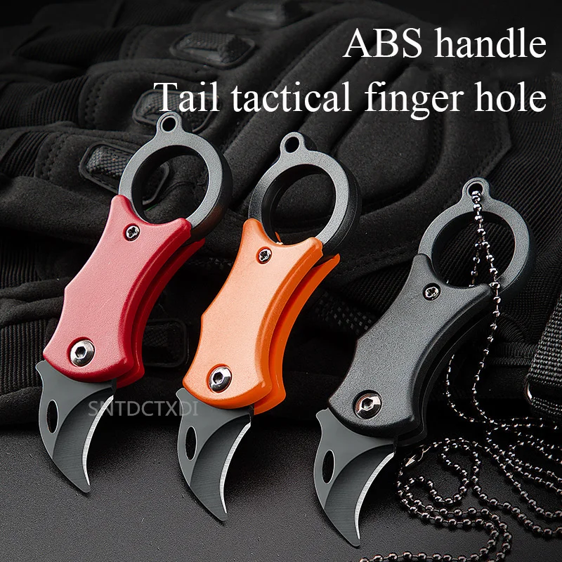 

1PCS Outdoor Pocket Knifes Portable EDC Key Knife Fox Knife Paw Knife Case Opener Folding Knife Necklace Portable Pocket Knives