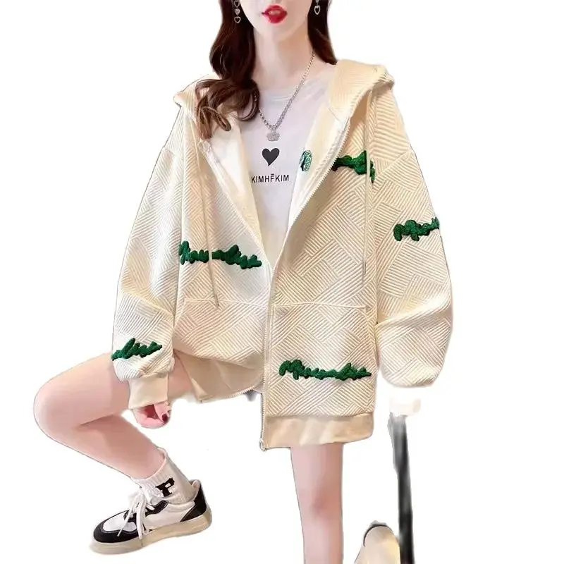 Women's Hooded Cardigan Hoodie for Spring and Autumn 2024 New Loose Casual Versatile Korean thin Early Spring Coat for Commuting