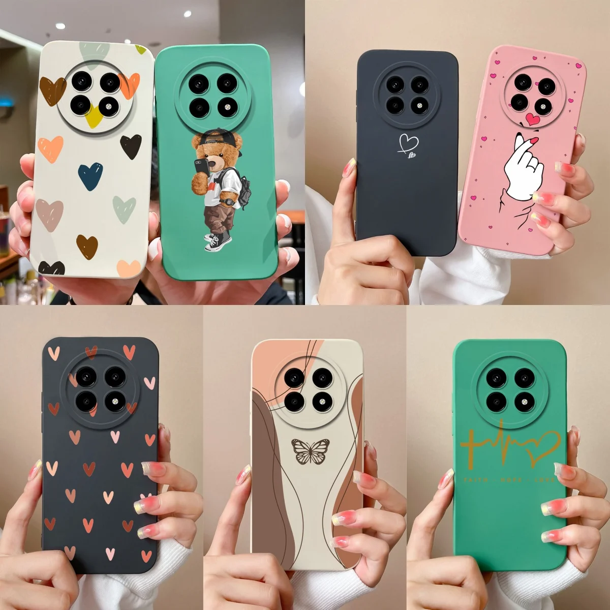 

Case For OPPO Realme 13 Pro 13 Pro Plus Love Heart Durable Non-slip Protective Soft Back Cover For Realme 13 Pro Plus Capa Coque