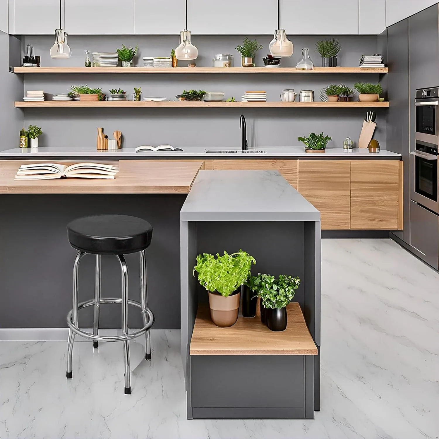 مقعد مرتفع دوار، مقعد مبطن لمتجر المرآب مع أرجل من الكروم، طول 28.74 بوصة، قطر 18.5 بوصة، للميكانيكا والحانات المنزلية #1