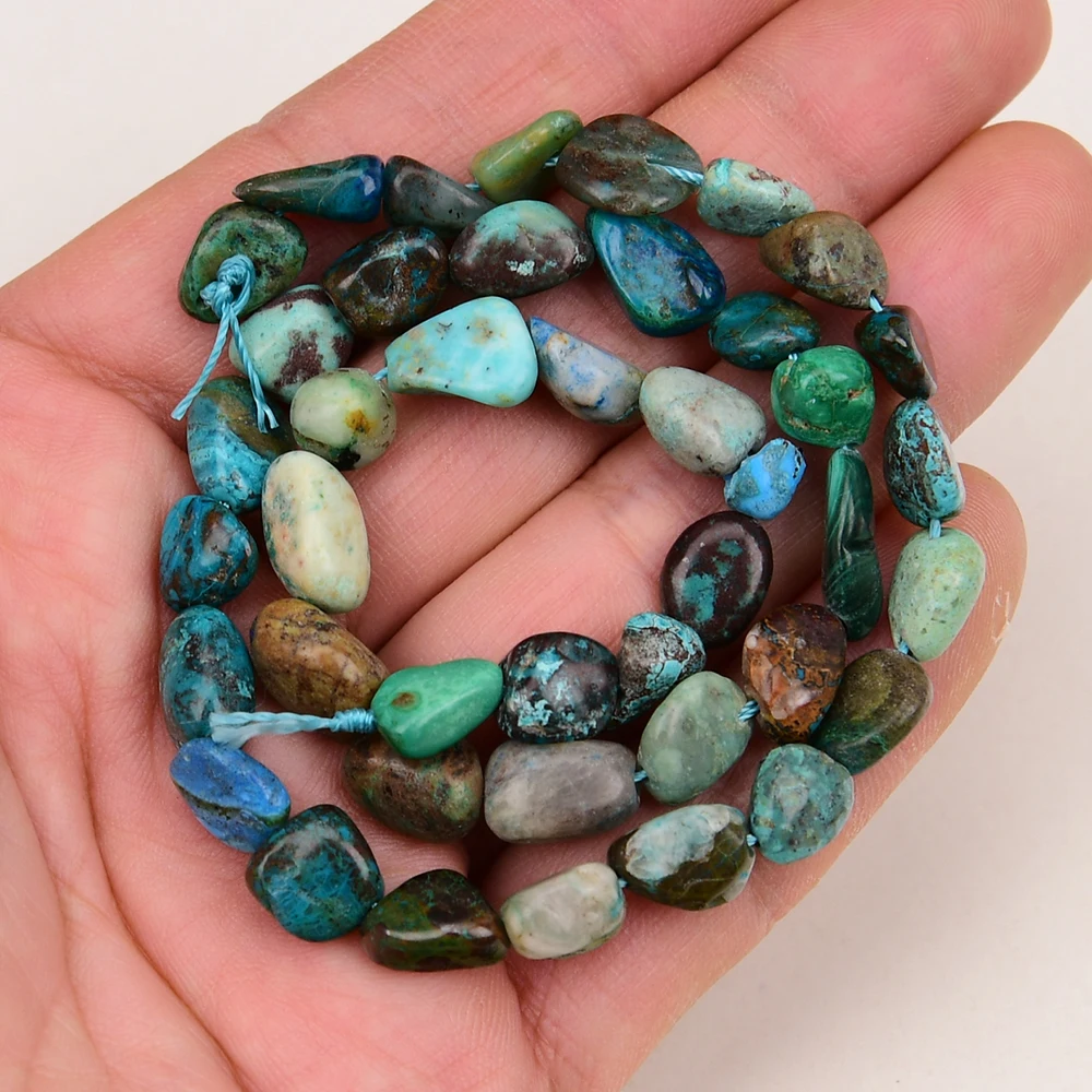 2 Strands Natural Stone Mix Color Turquoise Smooth Nugget Beads Strand 15.5'' Necklace Jewelry Making DIY