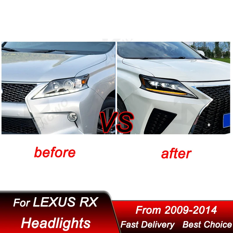 Hot Car styling Headlights For Lexus RX RX350 09-14 Upgrade new style full LED DRL Assembly Projector Lens Accessories Kit