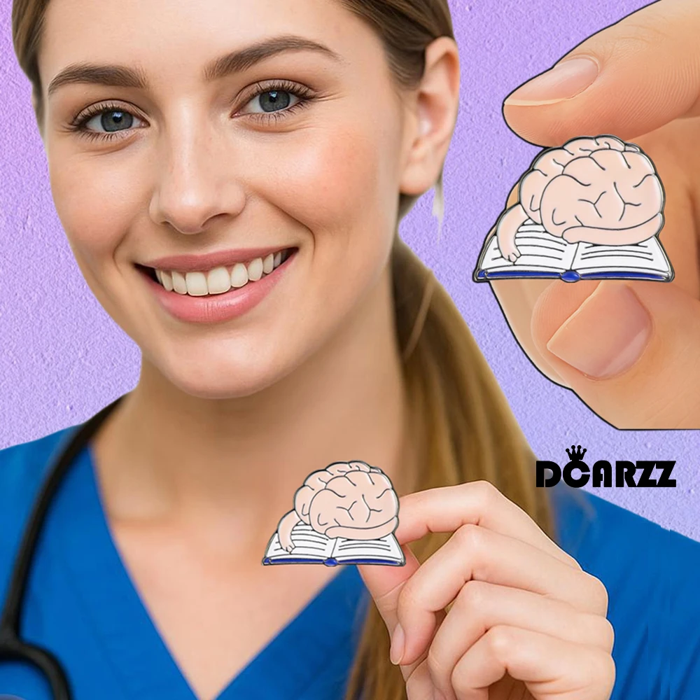 DCARZZ مضحك الدماغ المينا دبوس النساء الرجال على ظهره حقيبة التلبيب بروش شارة مجوهرات اكسسوارات هدايا