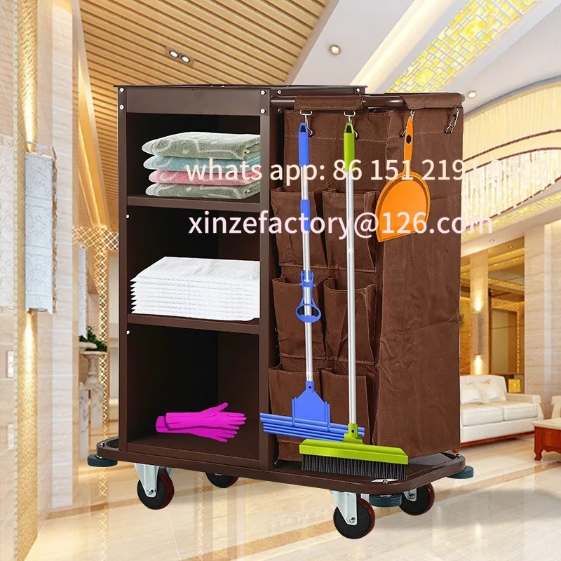 Customizable Hotel Rooms Multifunctional Linen Cart Cleaning Work Cart