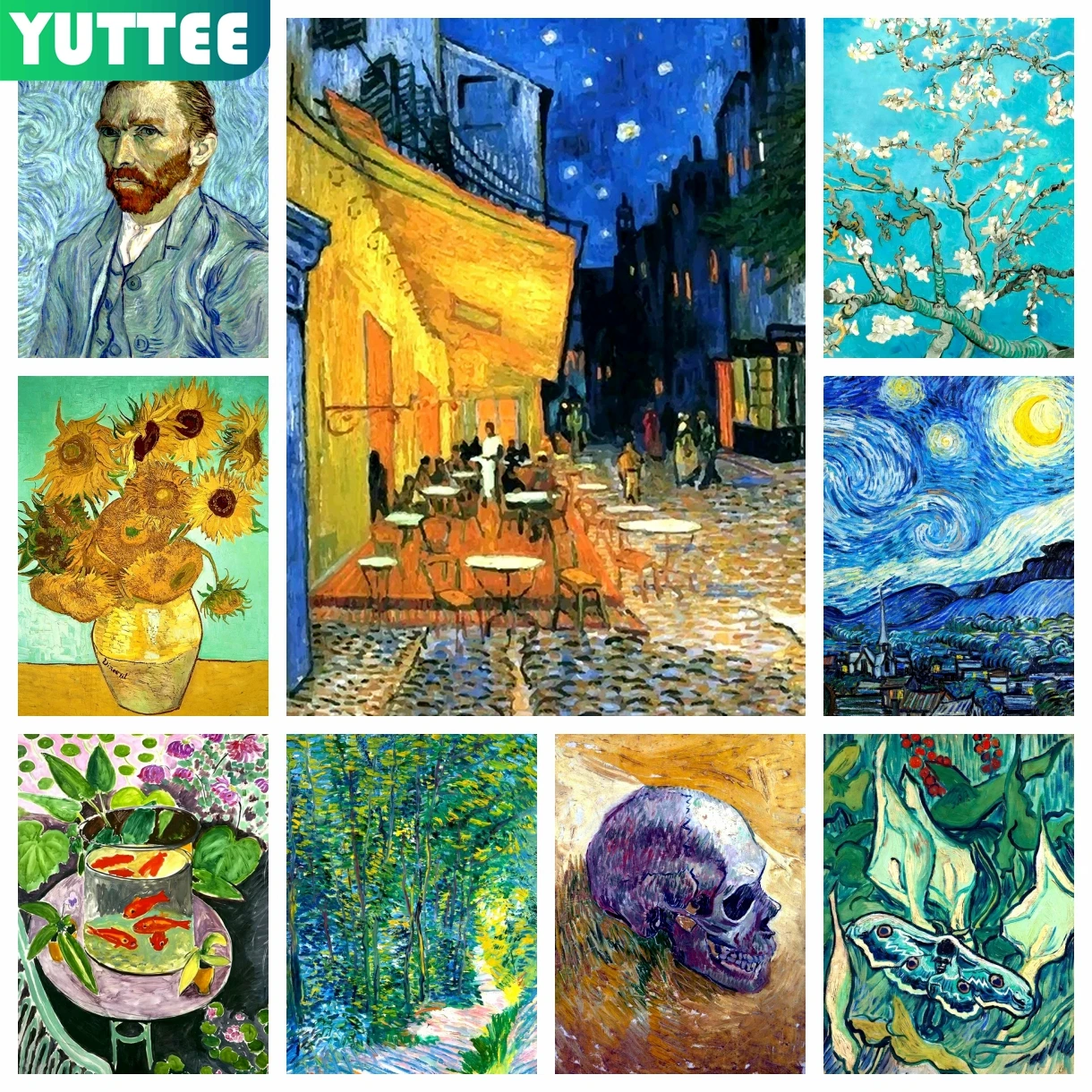 Vincent Van Gogh 5D DIY obraz w hafcie diamentowym gwiaździstej nocy słonecznik kolorowy Oil artystyczny haft krzyżykowy mozaika do dekoracji domu