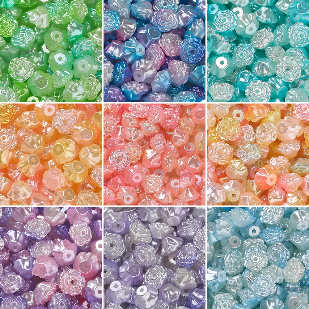 

50/100Pcs 8*8mm Flower Shape Beads Acrylic Loose Spacer Beads for DIY Earrings Bracelets Jewelry Making Accessories