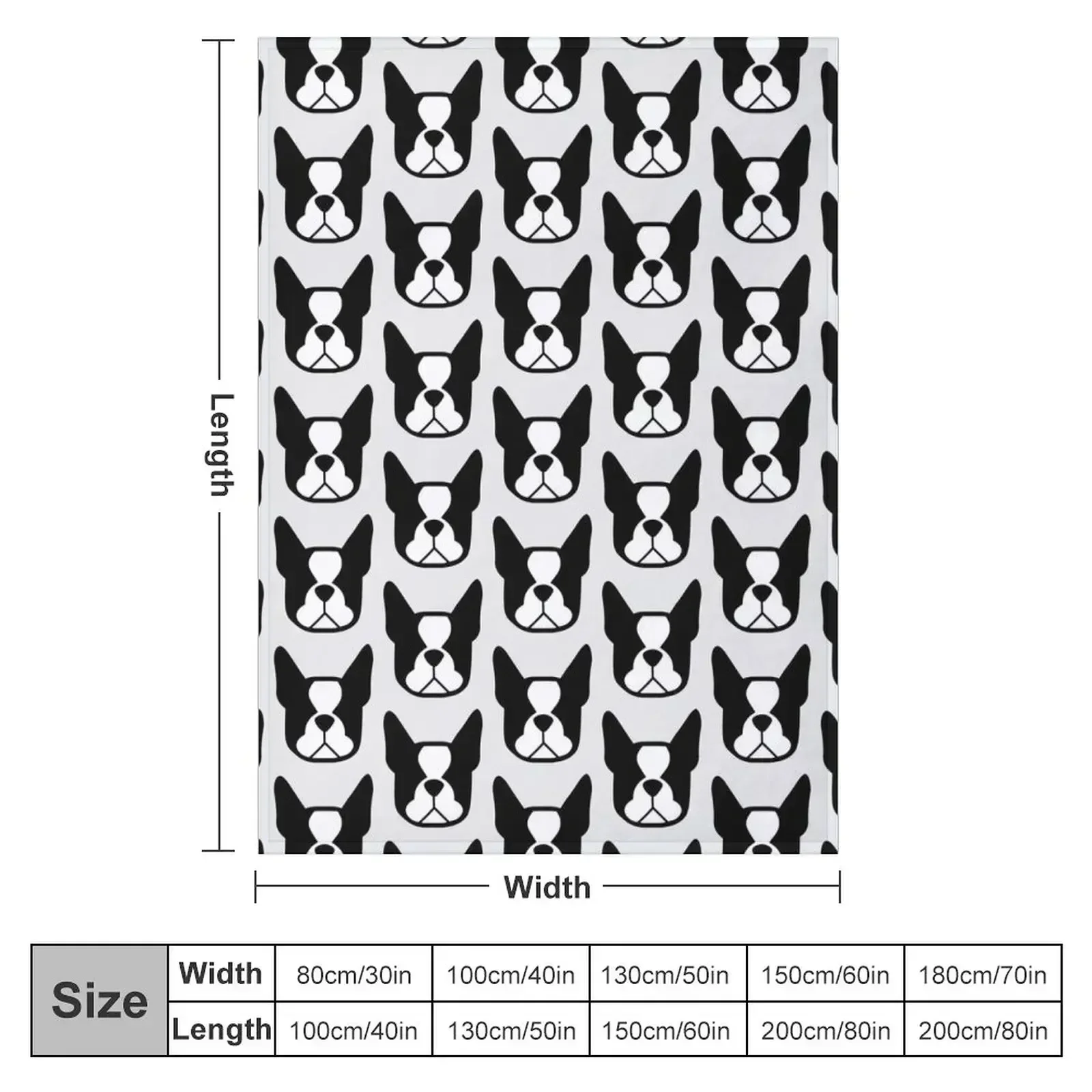 Boston Terrier face in black and white - bold Boston silhouette - copyright Smooshface United - Boston Terrier gif Throw Blanket