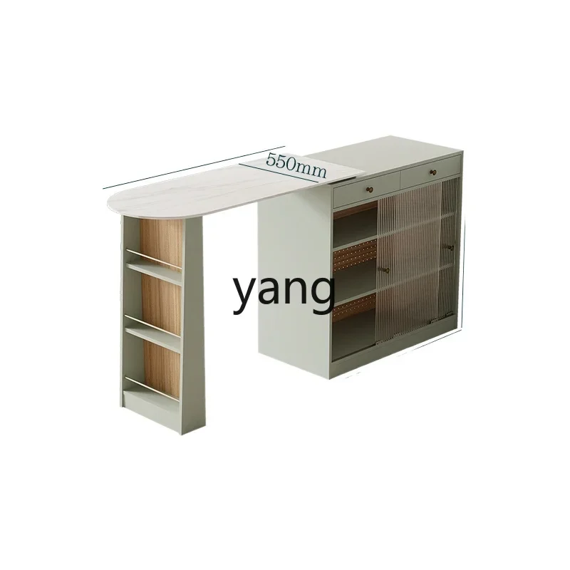 

LH Bar Table Integrated Retractable Kitchen Island Stone Plate Sideboard Cabinet Small Apartment Furniture
