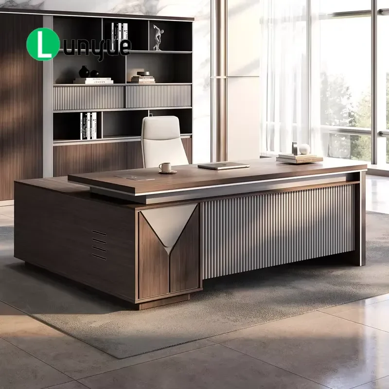L Shaped Executive Desk Ergonomic Wooden Office Table Waterproof Durable Computer Workstation for Home Office Study Room