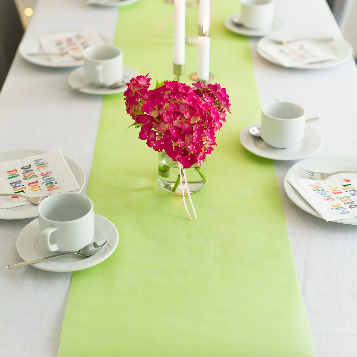 82 FT 100% Non-Woven Fabric Table Runner, Blue Pink Elegant Table Cloth Decoration for Parties Wedding Communions and Birthday