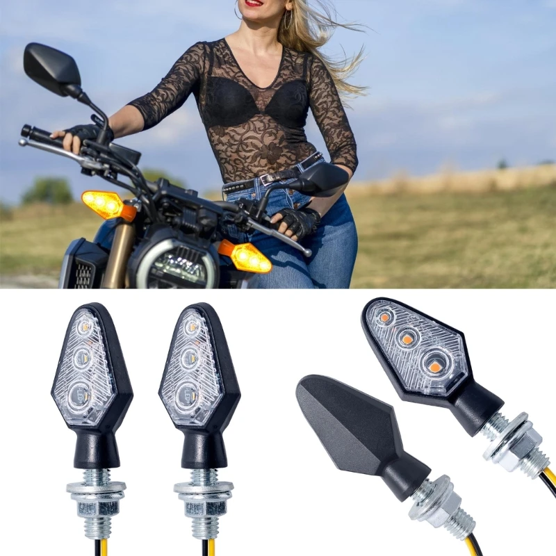 Motorcycle LED Blinkers Lamps with 25cm Wiring, Easy Installation, 30000 Hours Lifespans, for ATVs and Motorbikes X37F