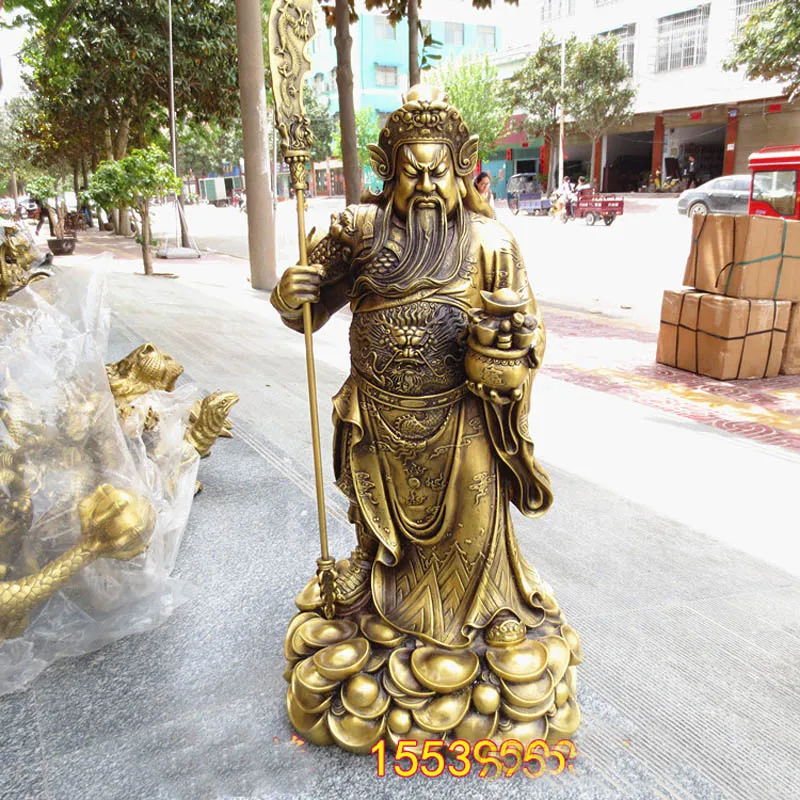 Huge Home SHOP Company Club Talisman Money Drawing bring wealth Good luck God of Guan gong BRASS Sculpture 68CM Large