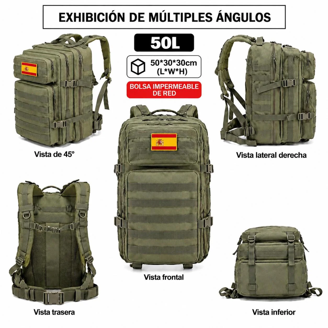    Mochila Táctica para Hombres 50L/32L para Senderismo, Montañismo, Campamento al Aire Libre, Trekking, Excursionismo, Supervivencia, Emergencia, Gran Capacidad, Escalada, Ciclismo, Mochila de Día