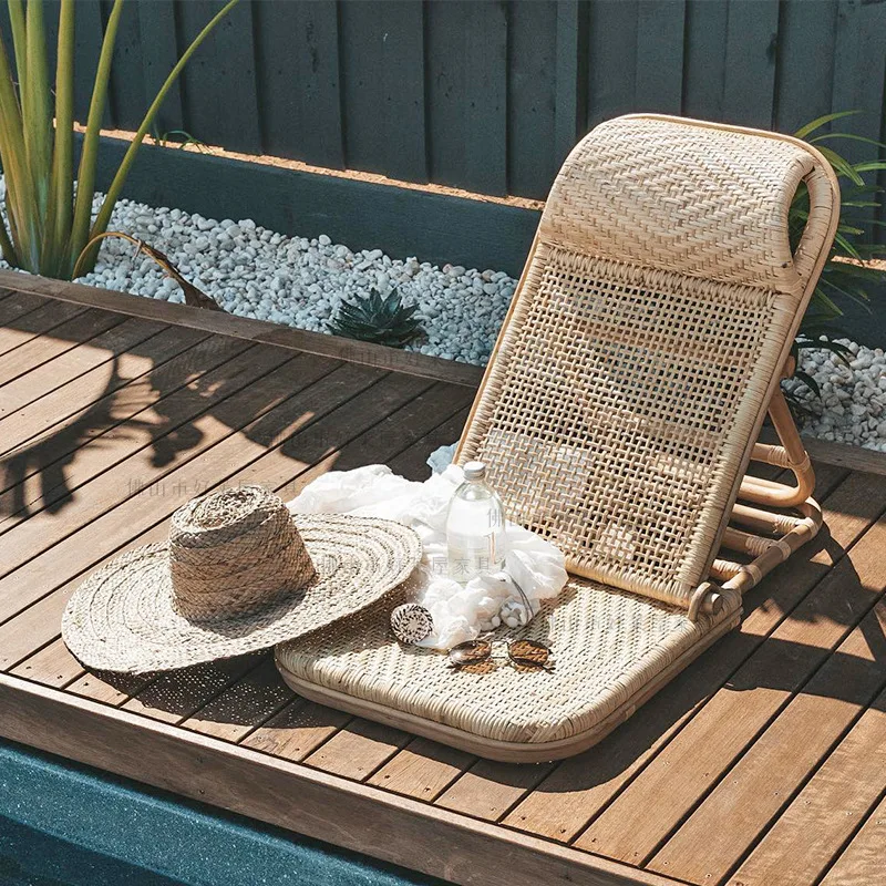 

Rattan folding beach outdoor chair tatami back chair