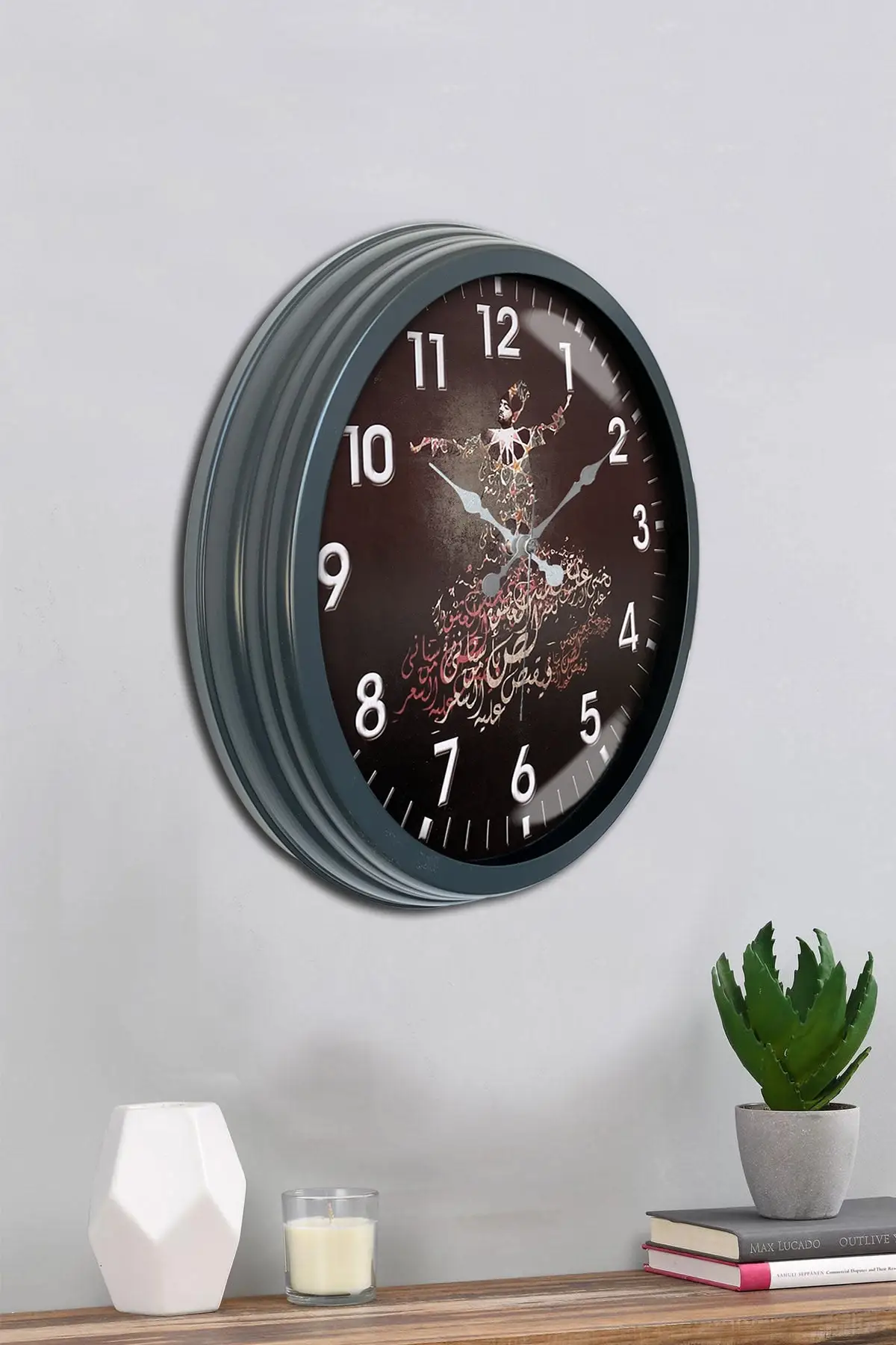 DOLBOVI wall clock 40 Cm Metal anthracite color religious model