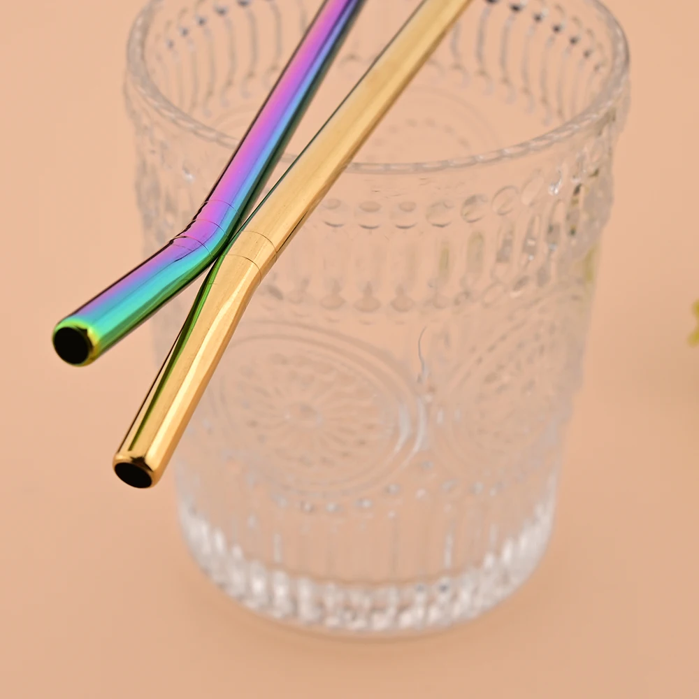 6 قطعة/المجموعة الفضة الفولاذ المقاوم للصدأ شفاطات للشرب قابل للغسل قابلة لإعادة الاستخدام يربا ماتي ملعقة تصفية القش لملحقات بار الكوكتيل #6
