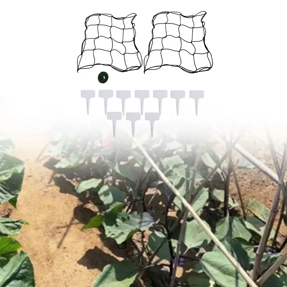 

2 шт. сетки для поддержки растений 40x40 см, нейлоновая сетка с эластичной лентой и 10 бирками для вьющихся растений в саду и на открытом воздухе
