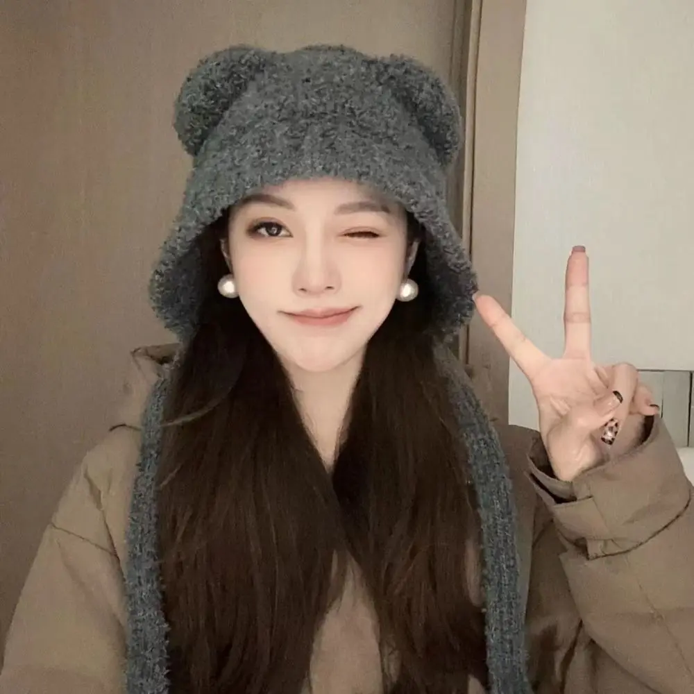 

Y2K Beanie Hats for Women Winter Warm Crochet Ear Protection Hat Solid Color Unisex Autumn Knitted Sports Beanies Caps Bonnet