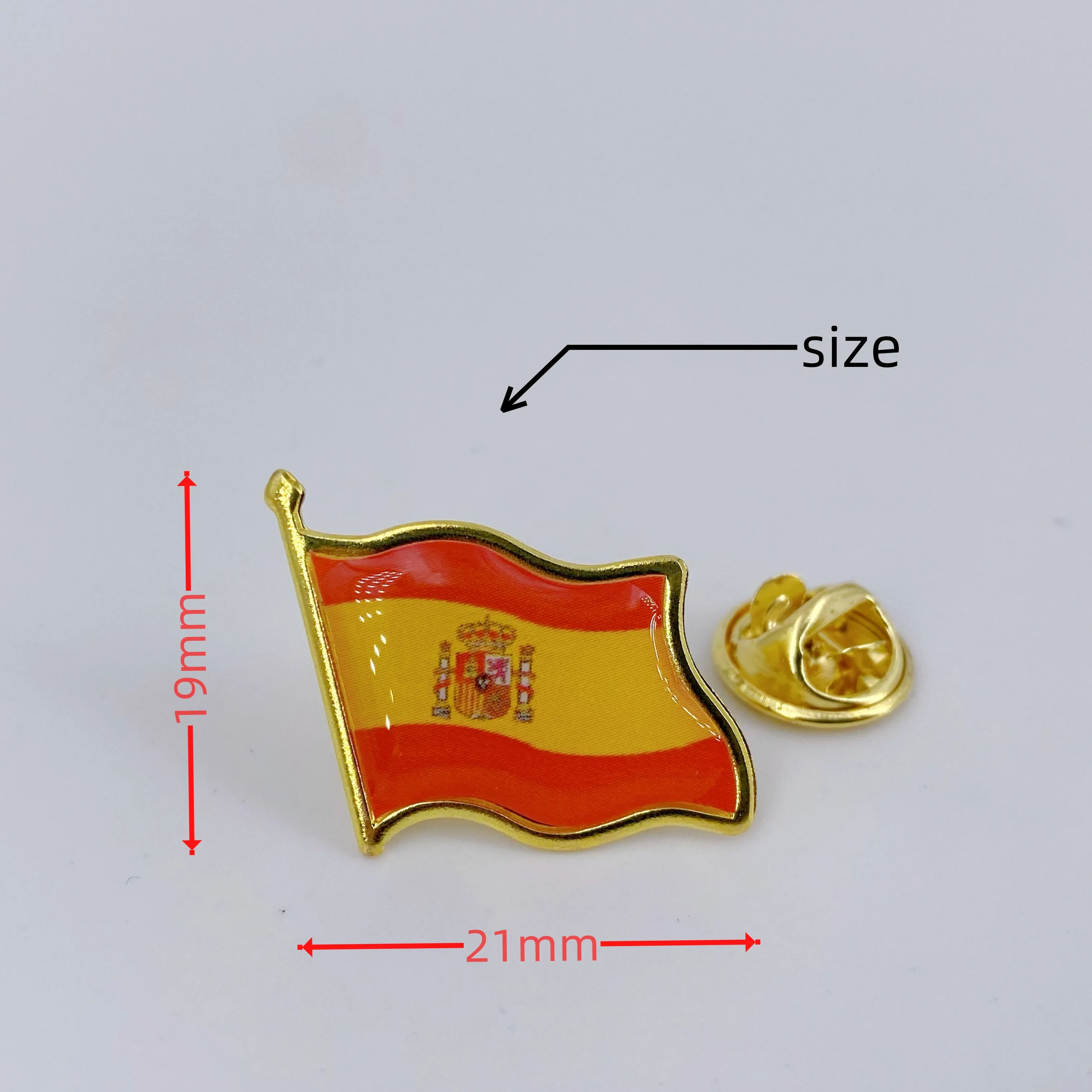 5/10/50/100 Pack Metal Spain Flag Lapel Pin Waving Spainish Pins Bulk Patriotic Badge Souvenir Gifts