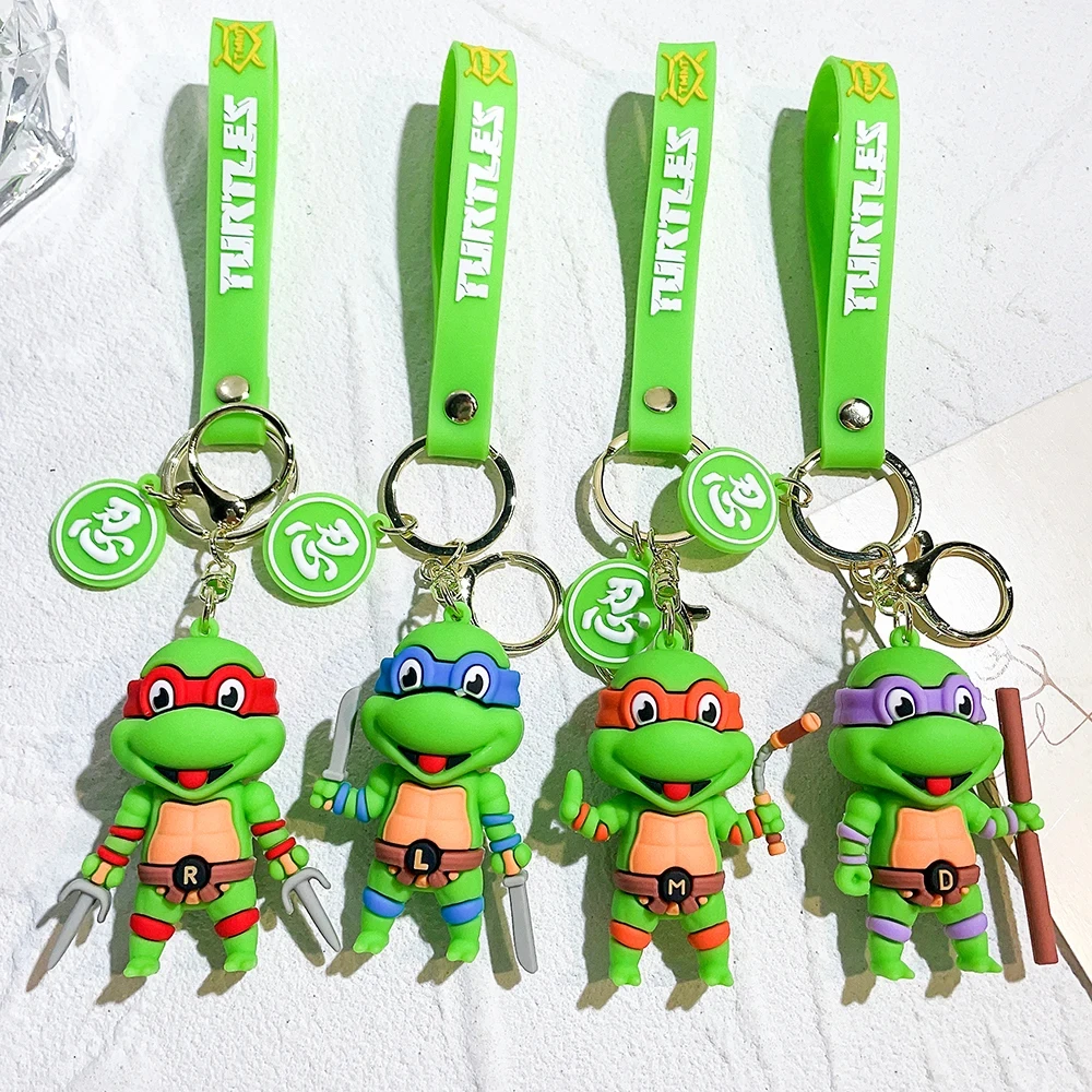 Anime Ninja Turtle Figure Keychain Teenage Mutant Ninja Turtles Raphael Donatello Doll Keyring Car Key Bag Ornament Gift