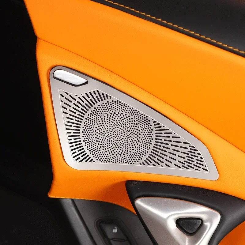 

For 2014-2019 Chevrolet Corvette C7 Stainless Steel Silver Car Styling Car Door Speaker Tweeters Net Cover Auto Accessories