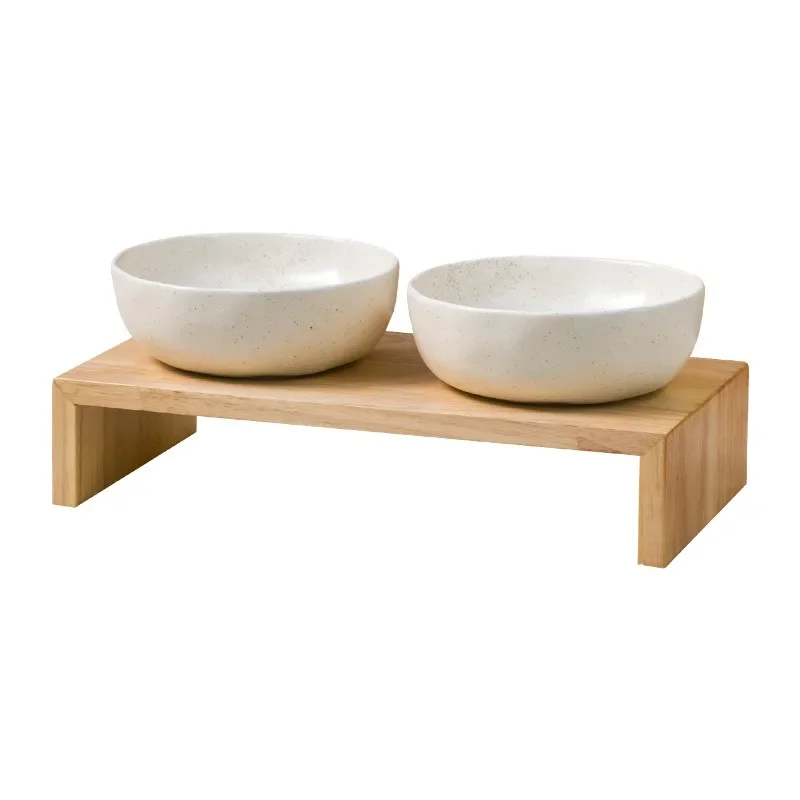 

Pitting glaze hand pinch flat mouth bowl, with oak bowl, ceramic anti-knock drinking bowl