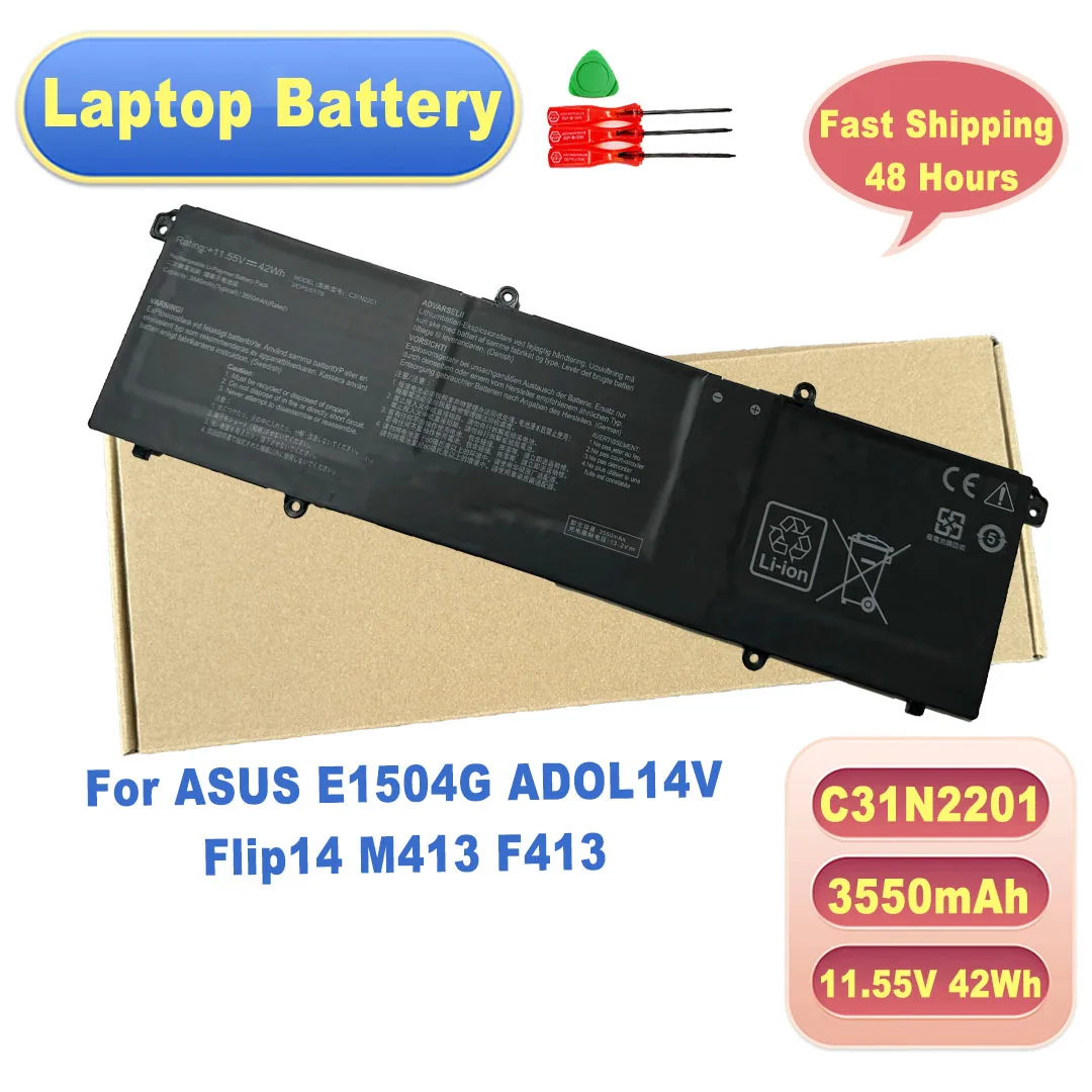 C31N2201 Notebook Battery 11.55V 42Wh 3550mAh 48H Fast Ship Fit ASUS E1504G ADOL14V Flip14 M413 F413