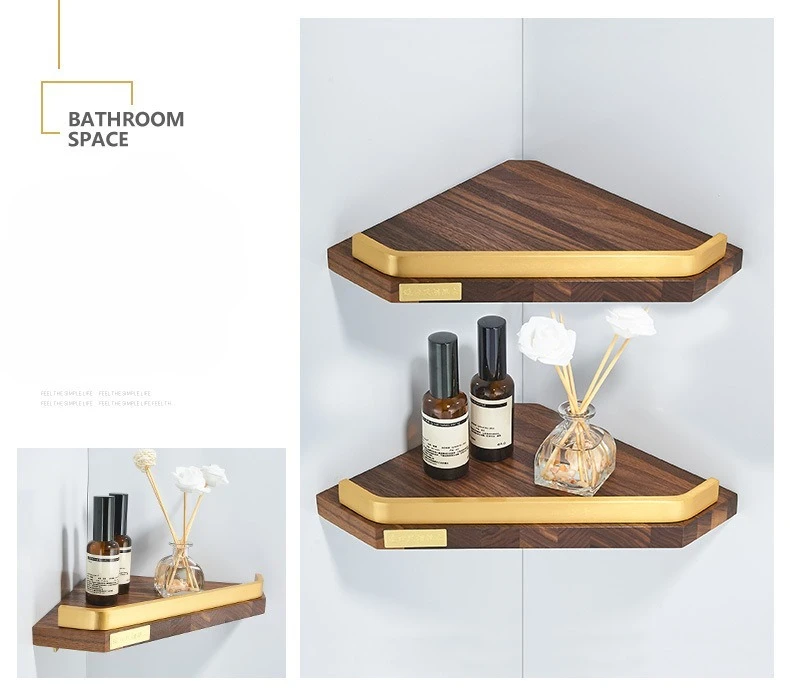 Walnut Wood Brushed Gold Bathroom Hardware Set Towel Rack Toilet Paper Holder Towel Bar Robe Hook Shelf Bathroom Accessories