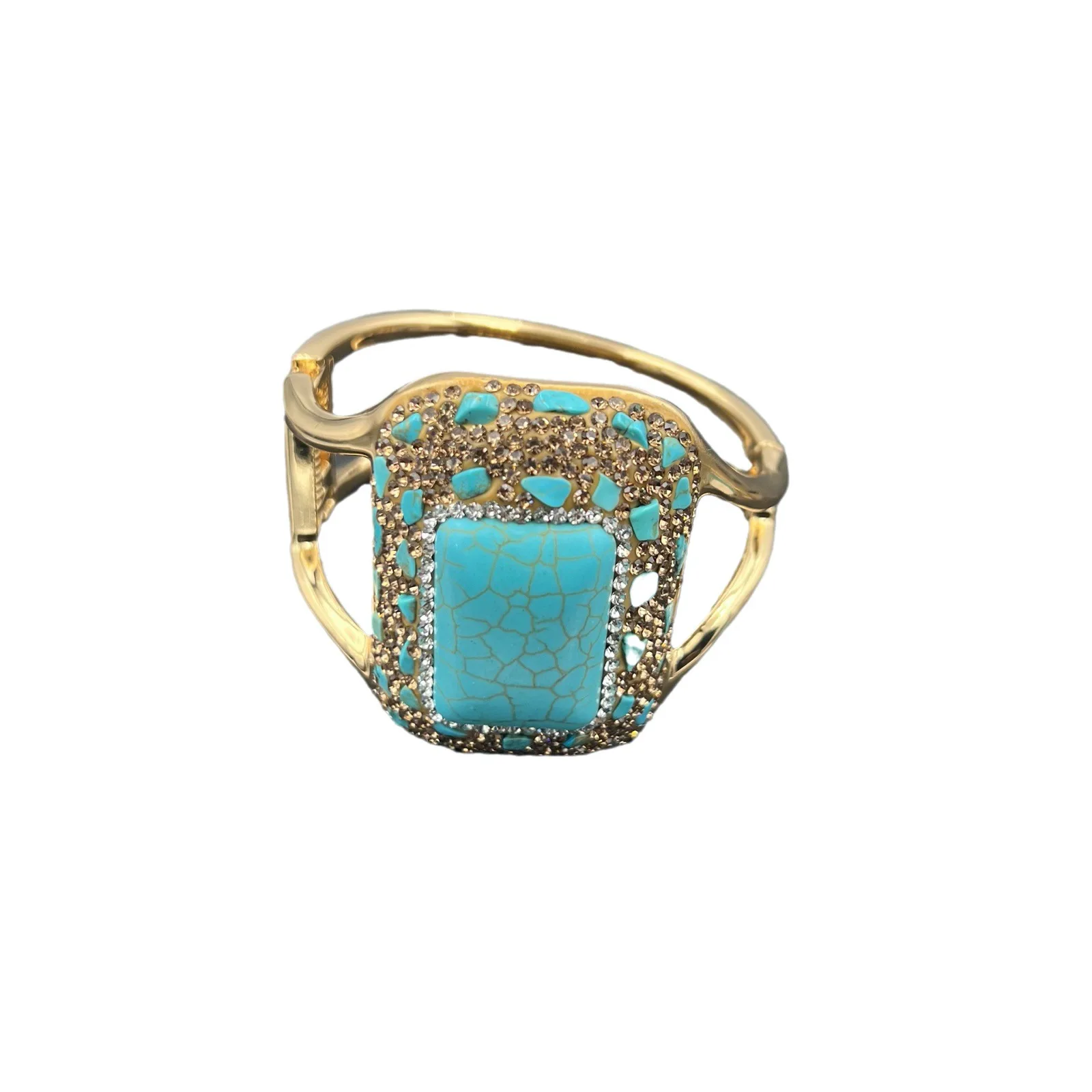 New turquoise ethnic style inlaid Czech amethyst bracelet original design personalized niche manufacturer supply wholesale
