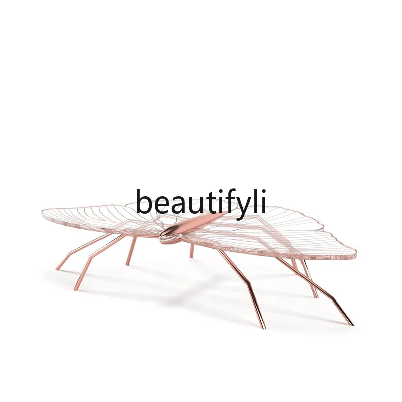 

Italian acrylic carved dragonfly coffee table high-end coffee table personalized tea table