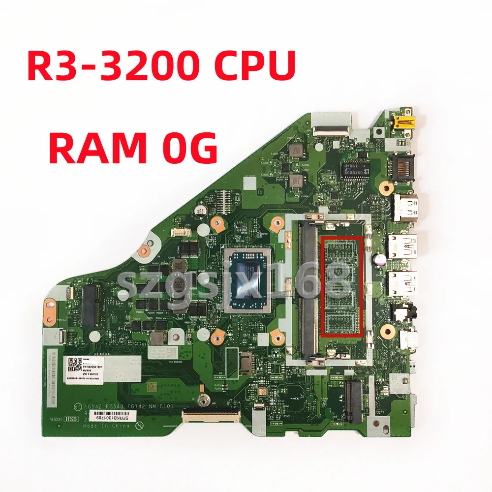 FOR Lenovo Ideapad L340-15API L340-17API Laptop Motherboard  NM-C101 with R3-3200U 0G/ 4GB RAM, 5b20S41811 5B20S42225 5B20S4265