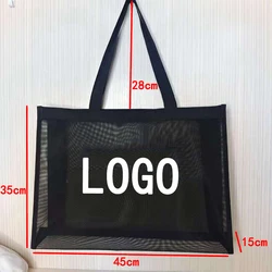Personalized Customized Logo Nylon Mesh Shopping Bag Transparent Large Capacity Shoulder Bag Breathable Beach Travel Storage Clo