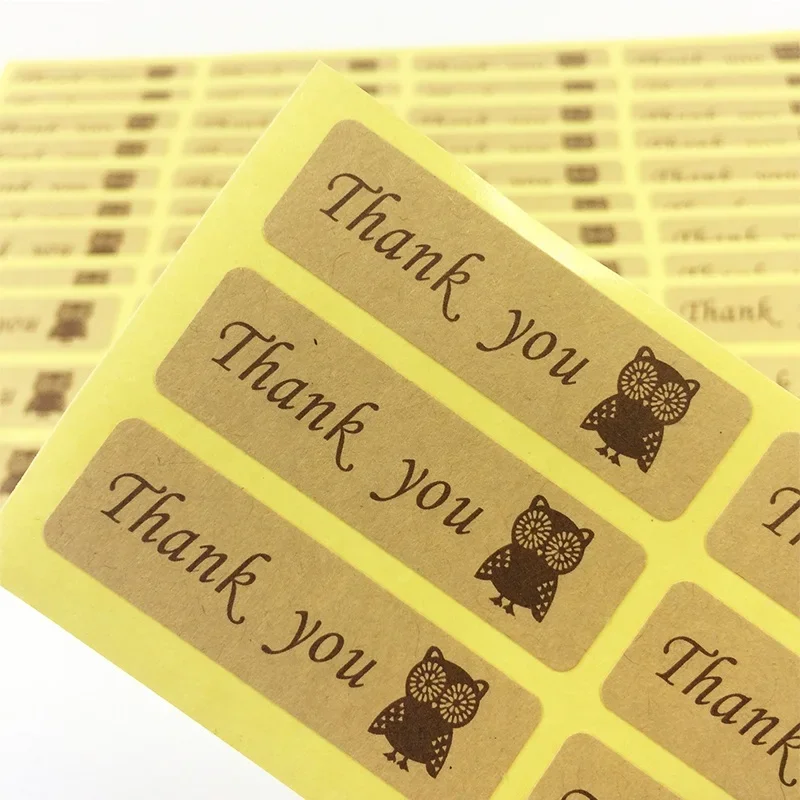 120 Pcs/lot Thank You Sticker Vintage Owl Kraft Label Sticker DIY For Gift Cake Baking Sealing Scrapbooking Labels Stickers