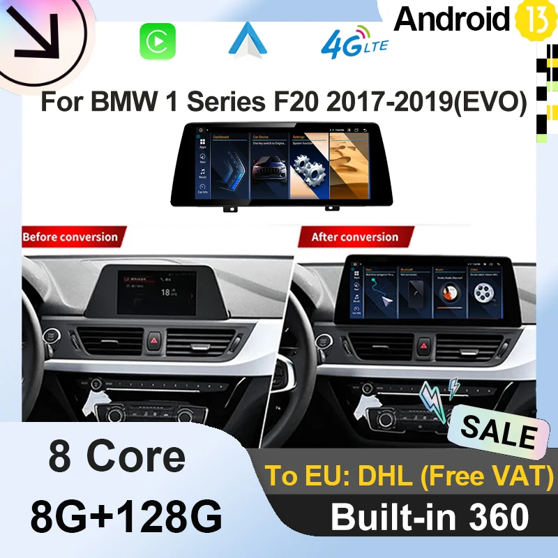 

8+128GB RAM Android 13 Car Radio Carplay For BMW 1Series F20 EVO 2018-2020 4G WIFI SIM Multimedia Auto GPS Navi IPS Touch Screen