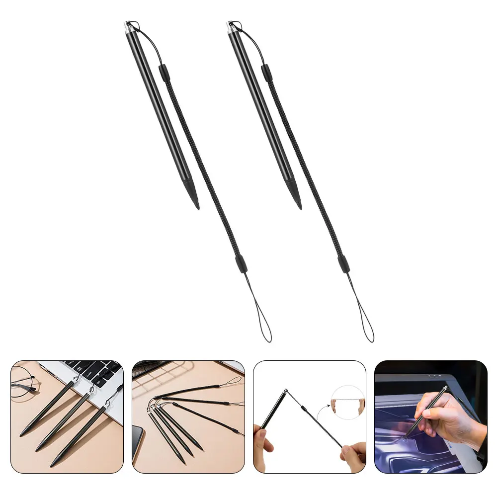 

6 Pcs Resistive Screen Stylus Display Metal Durable Pen Pens with Tips Lanyard for Touch Copper Fittings Phones Tablet