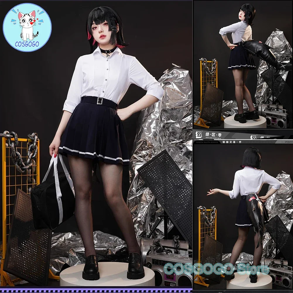 

COSGOGO IN STOCK Ellen Joe Cosplay Costume Game Zenless Zone Zero Cosplay Women Cute JK Uniform Ellen Joe Cosplay Tail