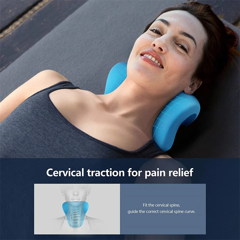 Neck and Shoulder Relaxer Corrector Vertebra Massager Cloud Pillow Cervical Stretcher Acupressure Point Relief Pain Traction