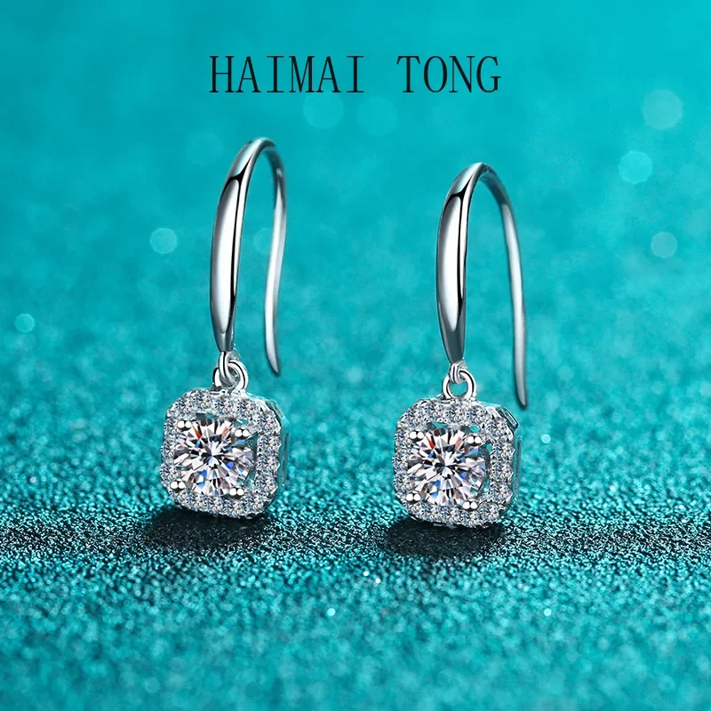 

HAIMAITONG Женские серьги pt950 платиновые 50-точечные серьги с муассанитом от производителей прямая оптовая продажа