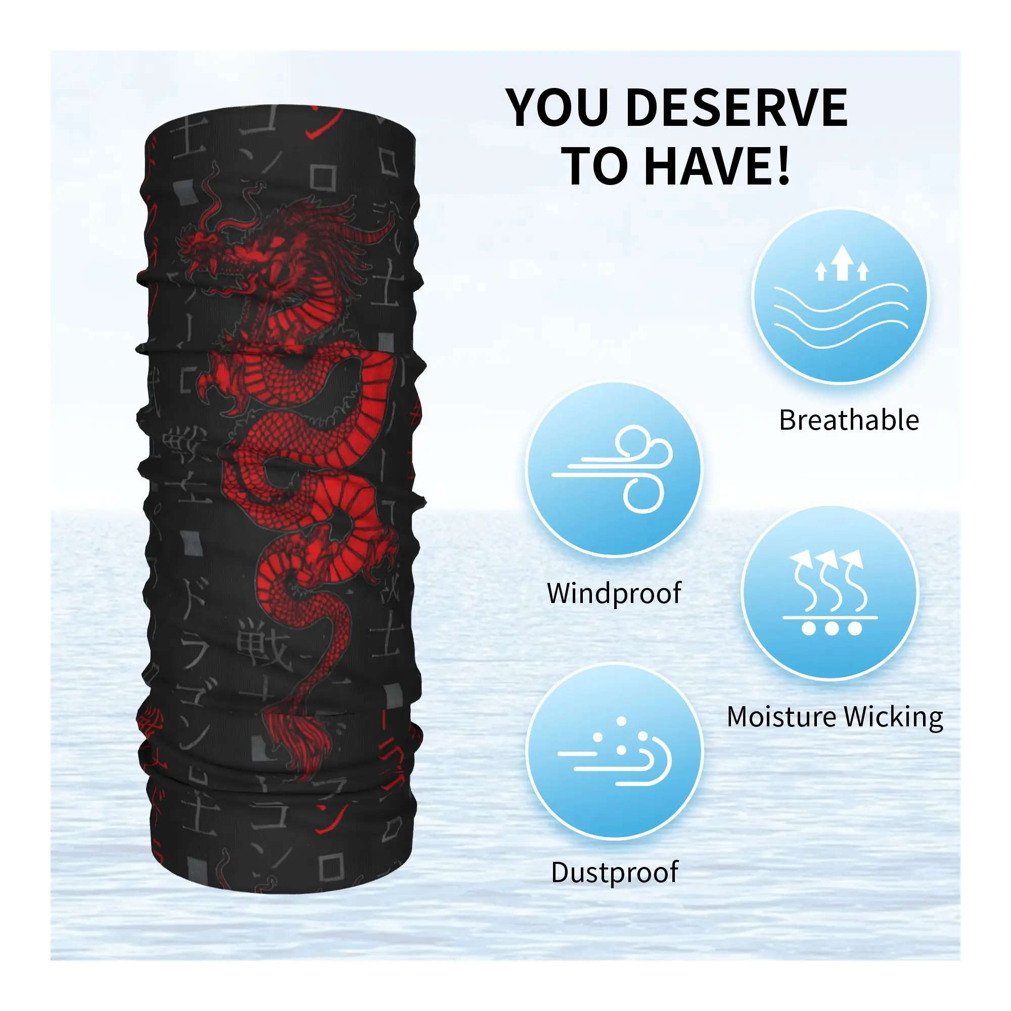 Red Dragon Animal Bandana Neck Gaiter Windproof Face Scarf Cover Men Women Symbolizes Luck New Year Gift Headwear Tube Balaclava view 3