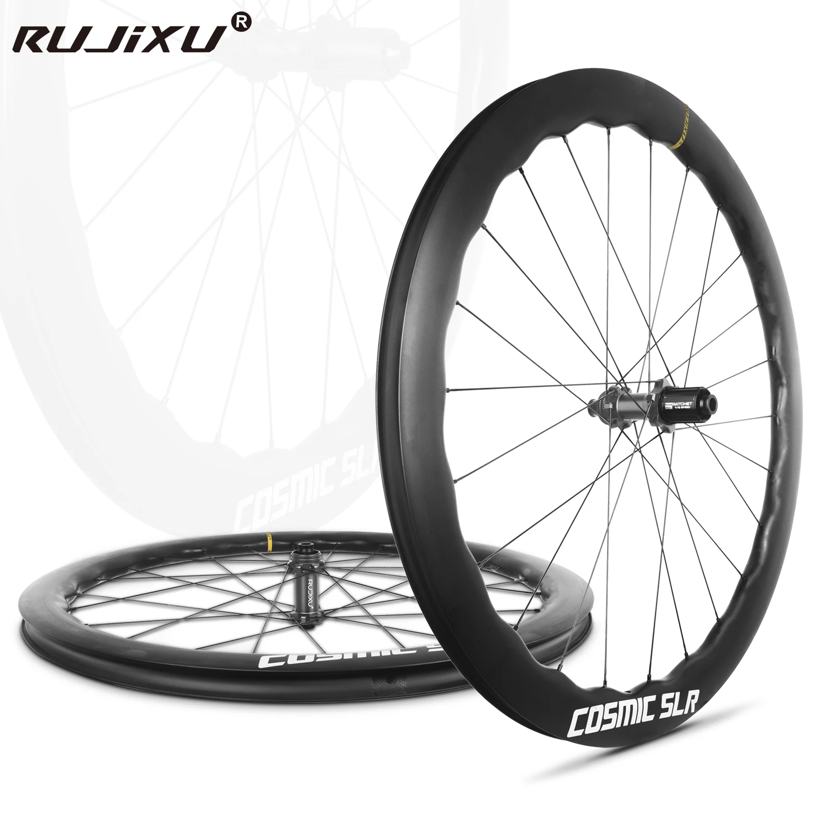 Classic Black Wavy Carbon Fiber Rims 5045/5853mm Carbon Fiber Material Center Lock Disc Brake 700C Road Bicycle Wheel Set