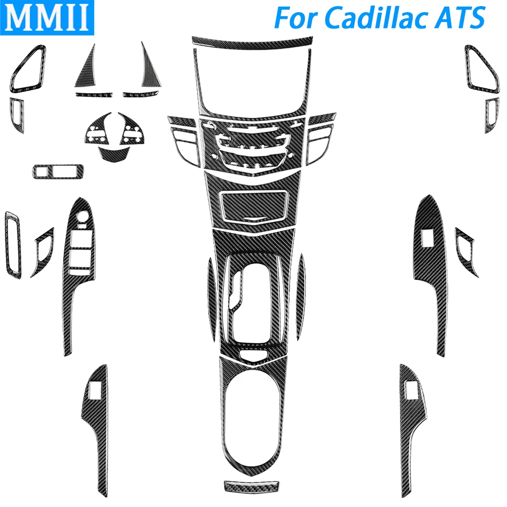 

For Cadillac ATS 2013-19 Carbon Fiber Gear Shift Window Lift Air Outlet Steering Wheel Dashboard Panel Suit Car Interior Sticker