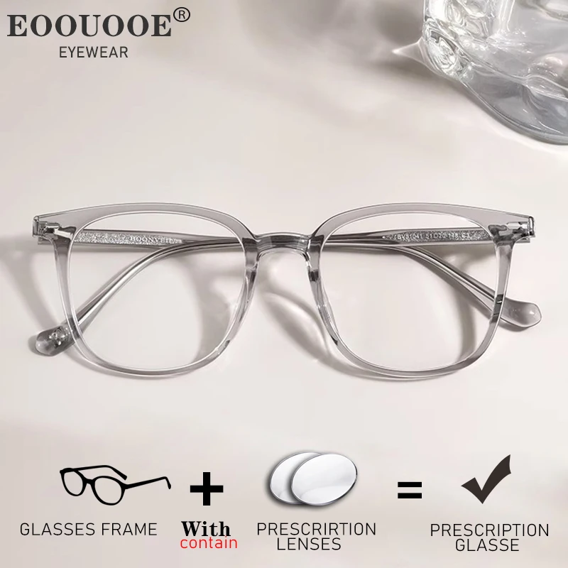 Clear Gray Fashion TR90 Glasses Frame Myopia With Prescription Lenses Distance Vision Correct Reading Optical Eyewear Ultrathin