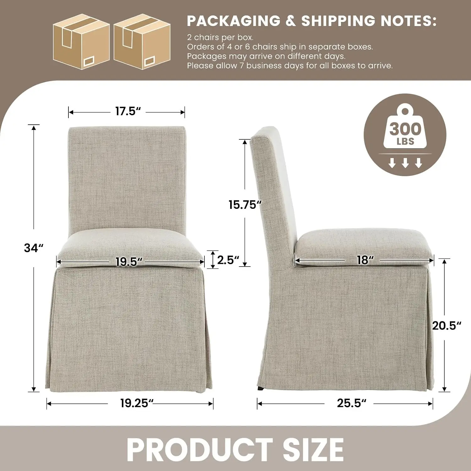 Removable Slipcovered Dining Chairs Set of 6, Modern Upholstered Kitchen Chairs, Armless Kitchen & Dining Room Side, Custom