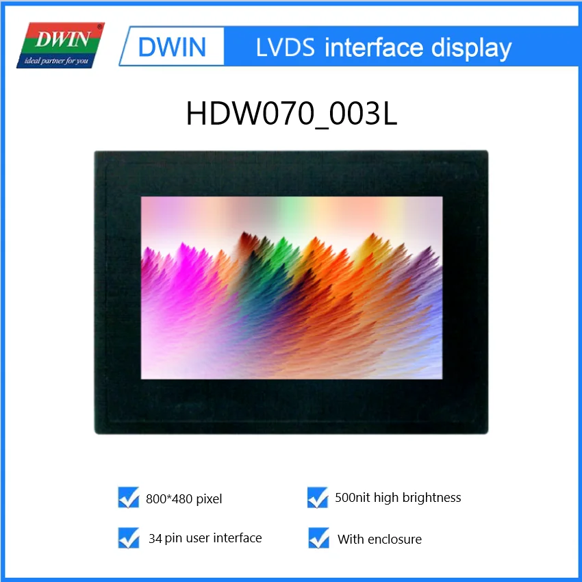 DWIN LVDS Differential Multimedia 7.0 Inch 800*480 TN TFT LCM Resistive Touch Display with 34Pin Connector