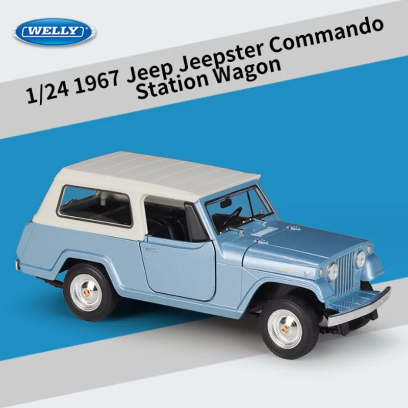 

WELLY 1:24 1967 Jeep Jeepster Commando Roadster Alloy Station Wagon Модель автомобиля Литой под давлением металлический внедорожник Модель автомобиля Детский подарок