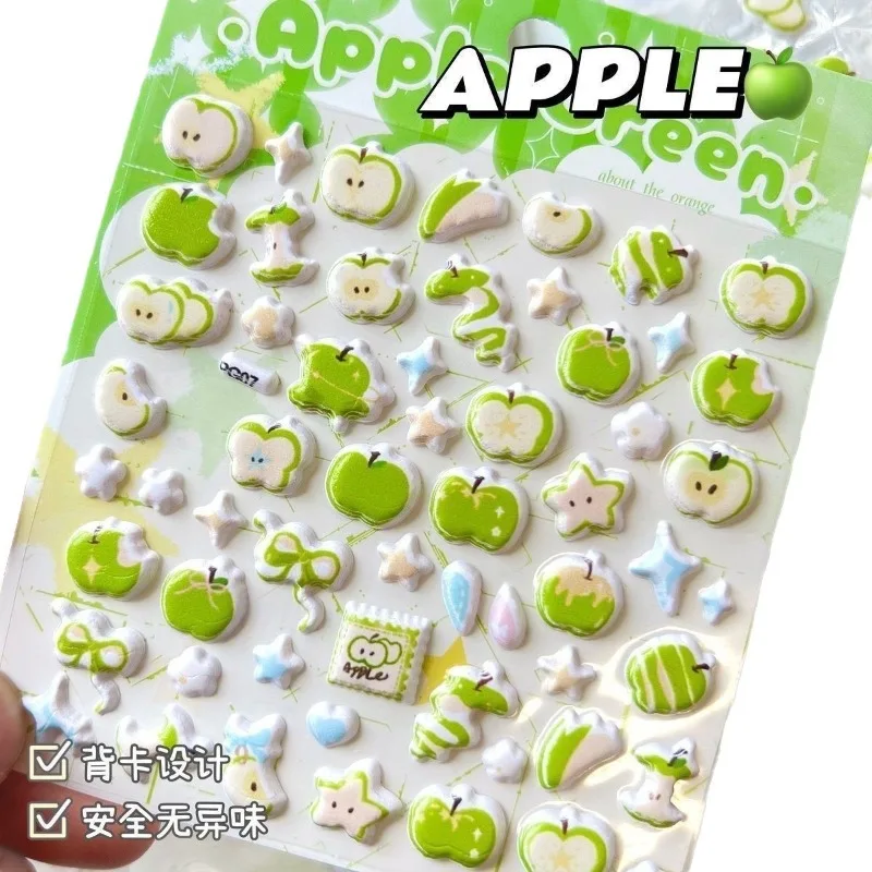 Pegatinas hinchadas 3D de fruta de ensueño, calcomanías estéticas en relieve de burbujas para funda de teléfono, decoración de cámara, suministros minimalistas para diario