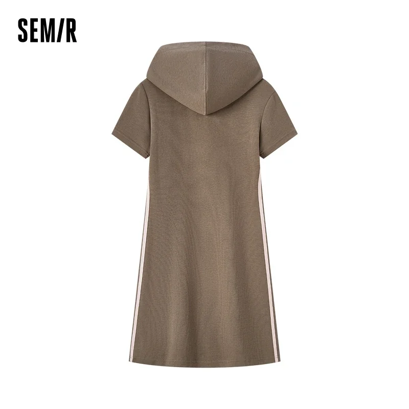 Semir Dress Women Letter Print Retro Trend Casual 2024 New Summer Slim Hooded Short Dress Sports Style