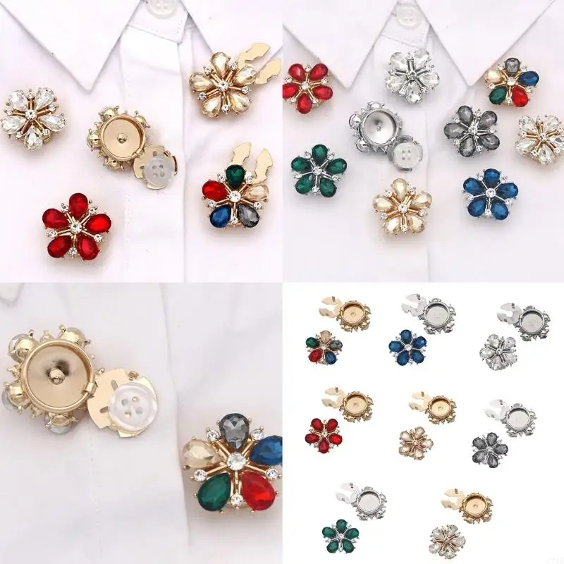  Elegant Crystal Shirt Cufflinks Modern Alloy Jewelry For Professional Attire