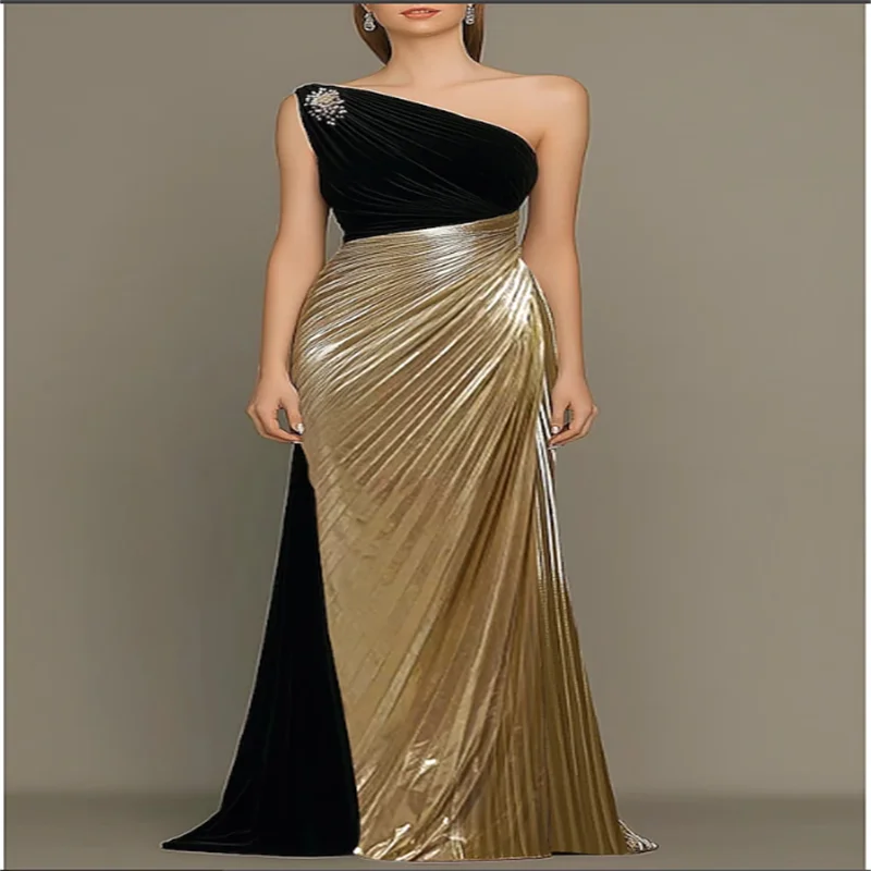 Sheath / Column Floor Length Prom Dresses Evening Gown Ball Gown Formal Dress Elegant Silky Sleeveless One Shoulder Customized