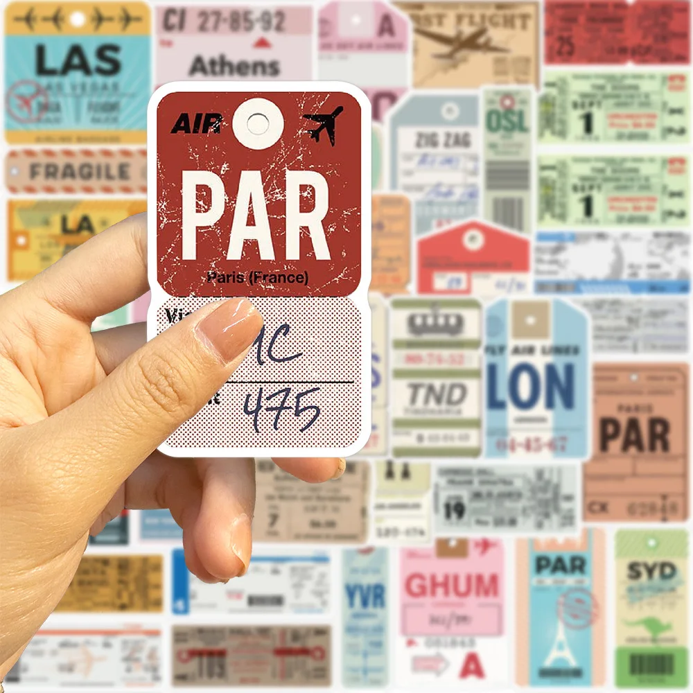 10/20/40pcs Vintage Boarding Pass Air Tickets Stickers World Travel Decals Toy DIY Luggage Suitcase Car Phone Waterproof Sticker